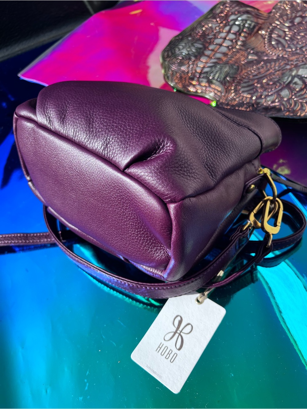 NWT HOBO Starr Convertible Crossbody Leather Mulberry Shoulder Bag - Picture 7 of 16